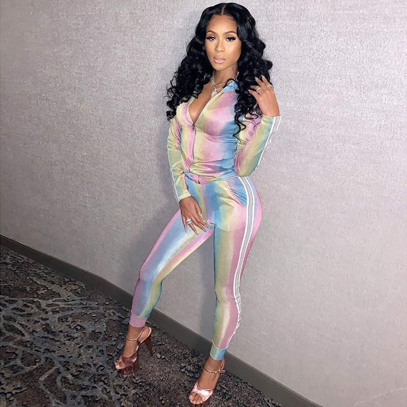 Fashion Printing 2 Piece Female Tracksuit Turn-Down Collar Long Sleeve Front Zipper Top And High Waist Bandage Pants Sweat Suit, Colorful
Fashion Printing 2 Piece Female Tracksuit Turn-Down Collar Long Sleeve Front Zipper Top And High Waist Bandage Pants Sweat Suit, Colorful