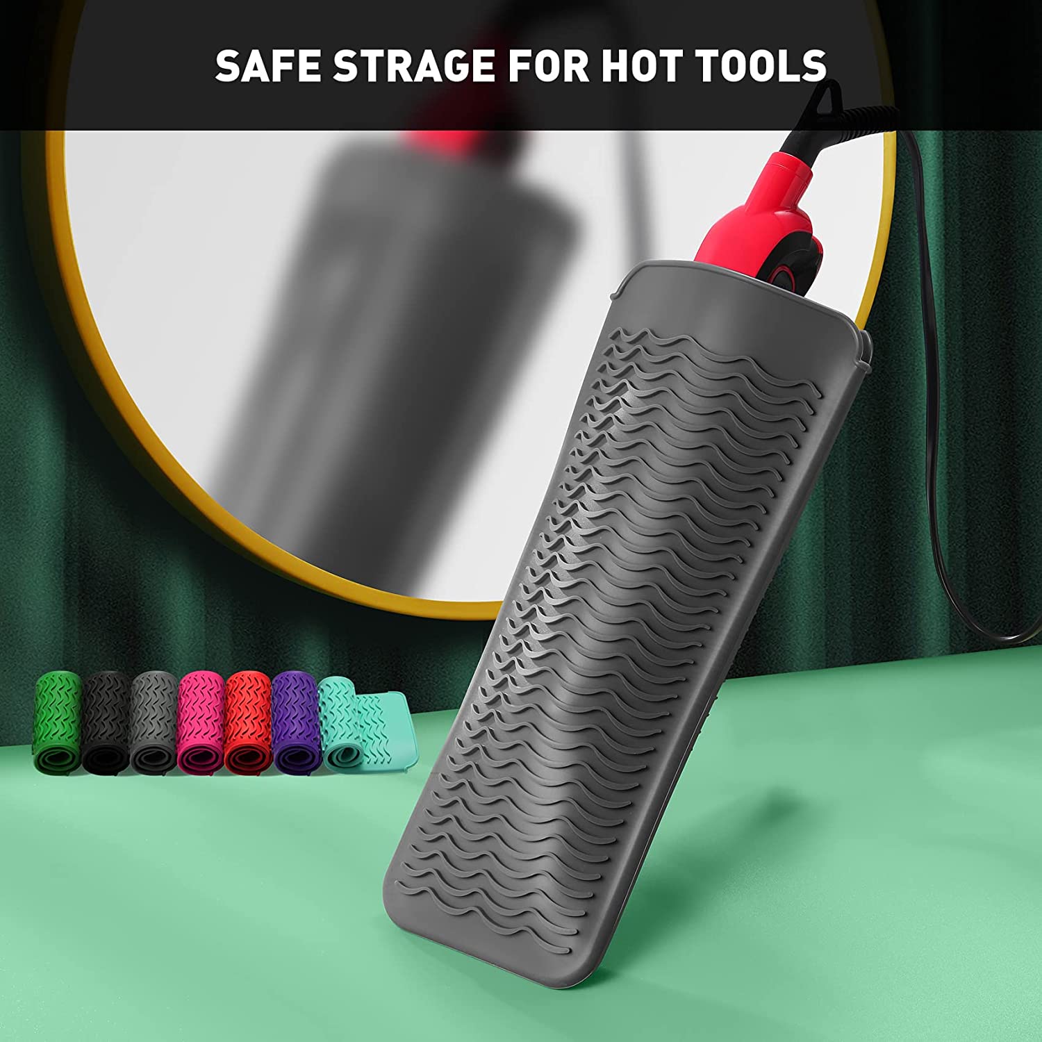 Heat Resistant Silicone Mat Pouch for Curling Hair Straightener Flat Iron and Hair Styling Tool