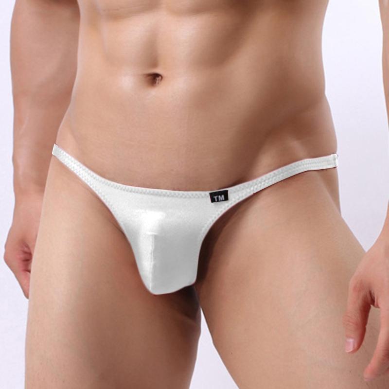 

Underpants Style Men Shiny Micro Thong Underwear Male Penis Pouch String Tangas Lingerie T-Back High Quality Low Waist Solid Color, Black