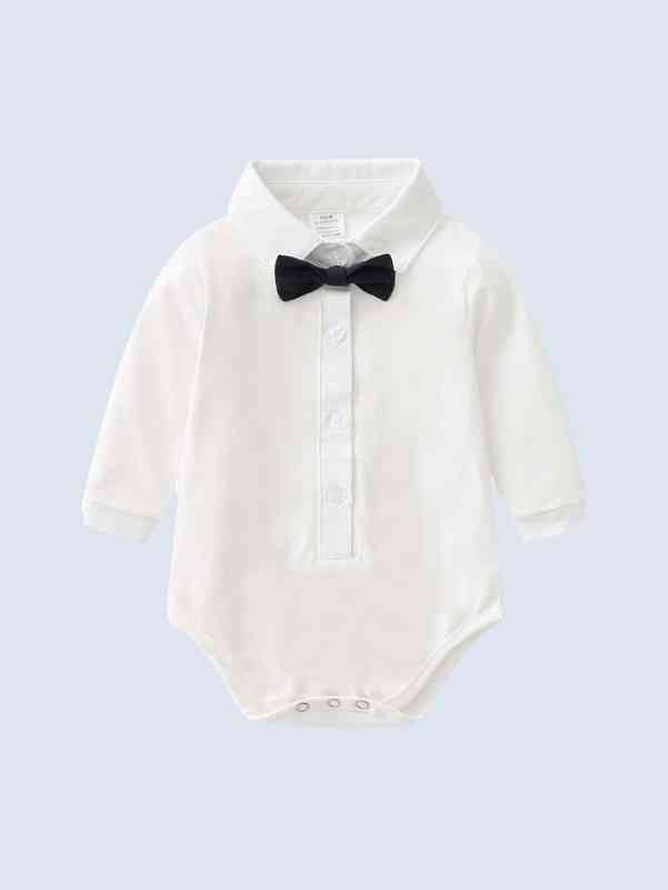 Baby Button Front Blazer Vest & Bow Front Shirt & Overall Jumpsuit With Hat SHE