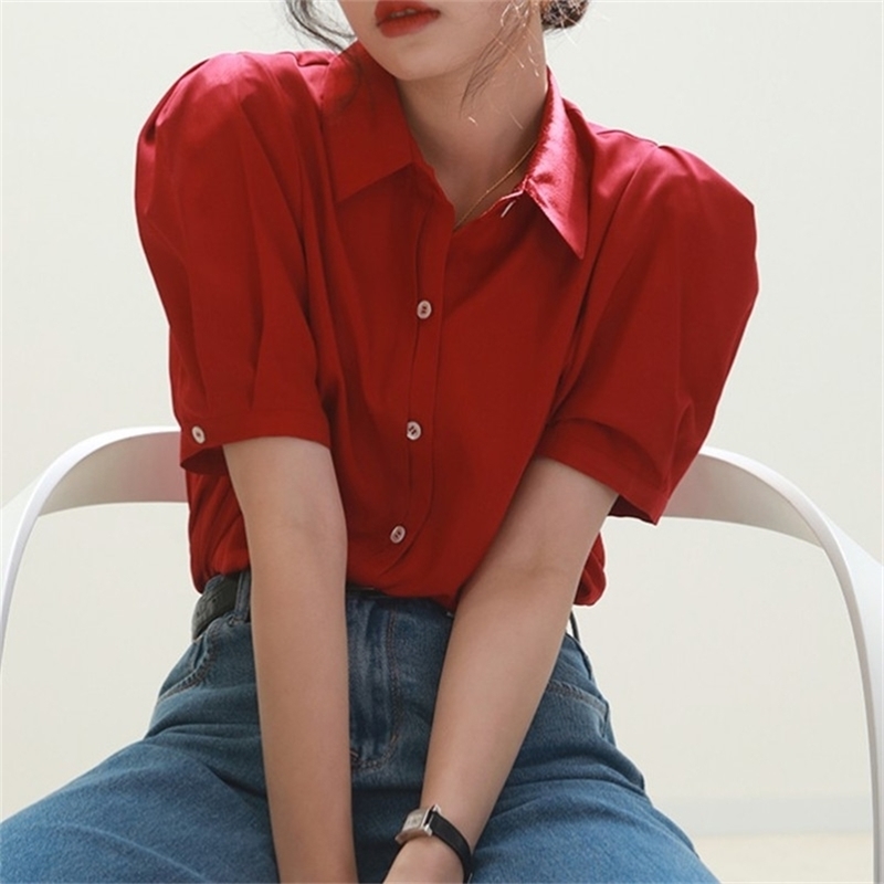 Vintage Slim Top Turndown Collar Sexy Single Breasted Button Short Sleeve Shirt Tee Women Blouse Korean Ladies Blusas 210603, Picture color
Vintage Slim Top Turndown Collar Sexy Single Breasted Button Short Sleeve Shirt Tee Women Blouse Korean Ladies Blusas 210603, Picture color