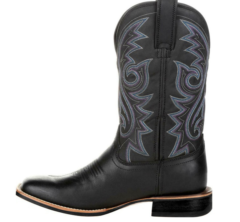 Men Retro middle tube Western Cowboy Boots motorcycle riding embroidery outdoor antiskid Pu sewing deep vmouth sleeve feet DH310