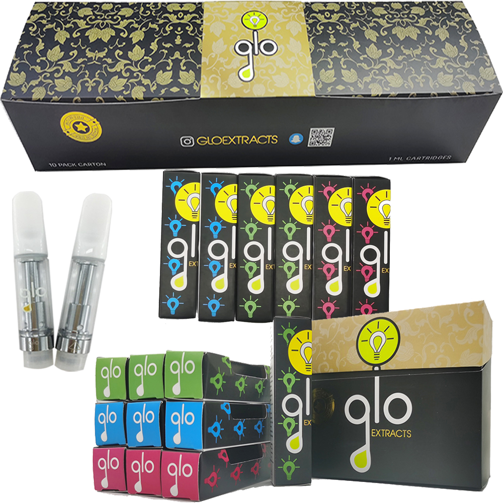 Glo Extracts Vape Cartridge Packaging Atomizer 510 Thread Cartridges Empty Vapes Pen 0.8ML 1ML Thick Oil Vaporizer Pens E-Cigarettes Vaping Carts
Glo Extracts Vape Cartridge Packaging Atomizer 510 Thread Cartridges Empty Vapes Pen 0.8ML 1ML Thick Oil Vaporizer Pens E-Cigarettes Vaping Carts