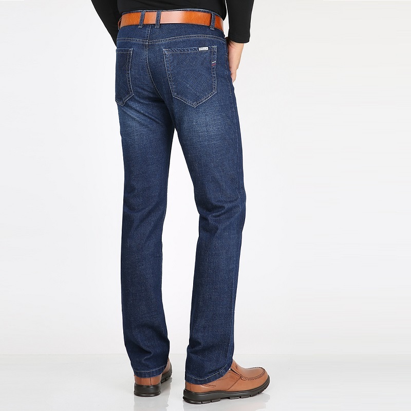 Men's Jean Straight Leg High Waist Classic Vintage Pant Denim Fabric Blue Business Style Trouser Autumn Stretch Casual Jean Male 210518