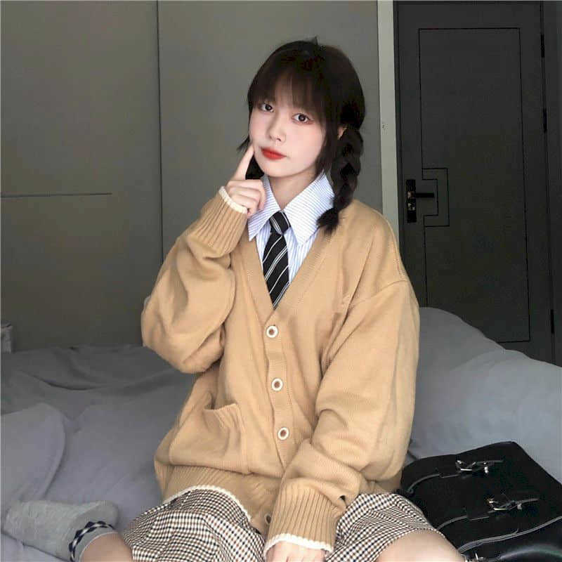 Autumn suit female student Korean version loose V-neck cardigan sweater jacket + striped shirt plaid skirt three-piece 210526, Swe blo sk tie
Autumn suit female student Korean version loose V-neck cardigan sweater jacket + striped shirt plaid skirt three-piece 210526, Swe blo sk tie
