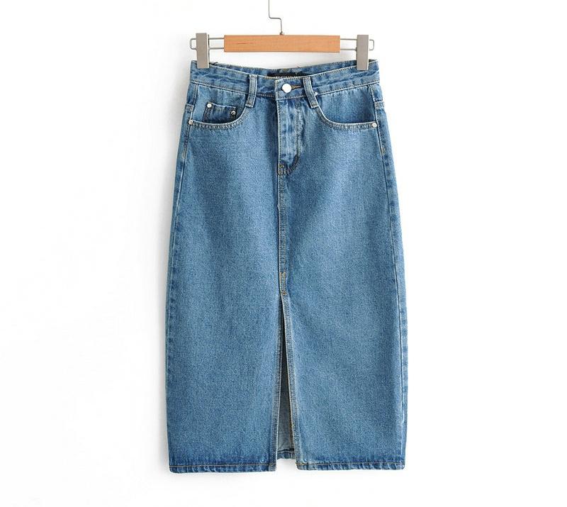Skirts Women Sexy Denim Korea Fashion Pocket Lady Mid Calf Skirt High Waist Vintage Female FN66, Blue
Skirts Women Sexy Denim Korea Fashion Pocket Lady Mid Calf Skirt High Waist Vintage Female FN66, Blue