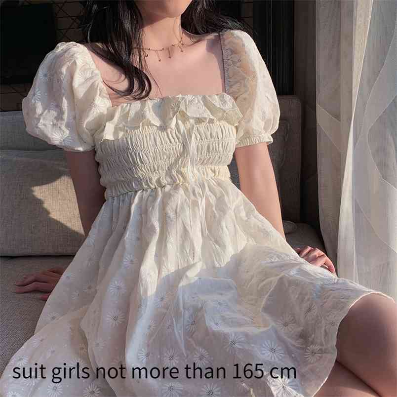 Women Summer Dress Korean Elegant Ruffles Puff Sleeve Vestidos Vintage Sweet White Robe Square Collar Floral Mini Dresses 210519, Apricot
Women Summer Dress Korean Elegant Ruffles Puff Sleeve Vestidos Vintage Sweet White Robe Square Collar Floral Mini Dresses 210519, Apricot