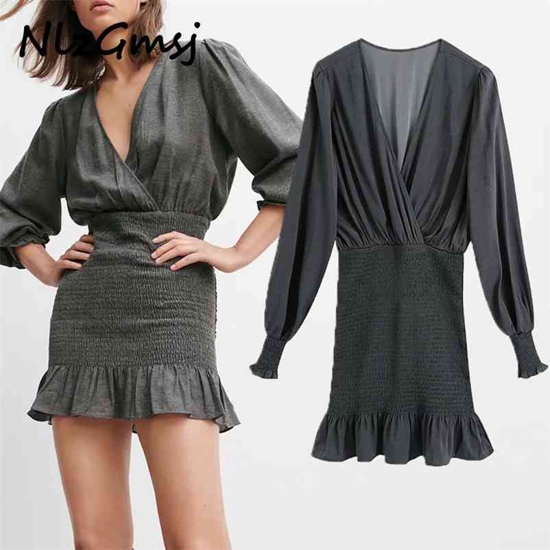 Dres Chic Fashion V Neck Waist Mini Vintage Long Sleeve Female es Vestidos Mujer 210628, As picture
Dres Chic Fashion V Neck Waist Mini Vintage Long Sleeve Female es Vestidos Mujer 210628, As picture