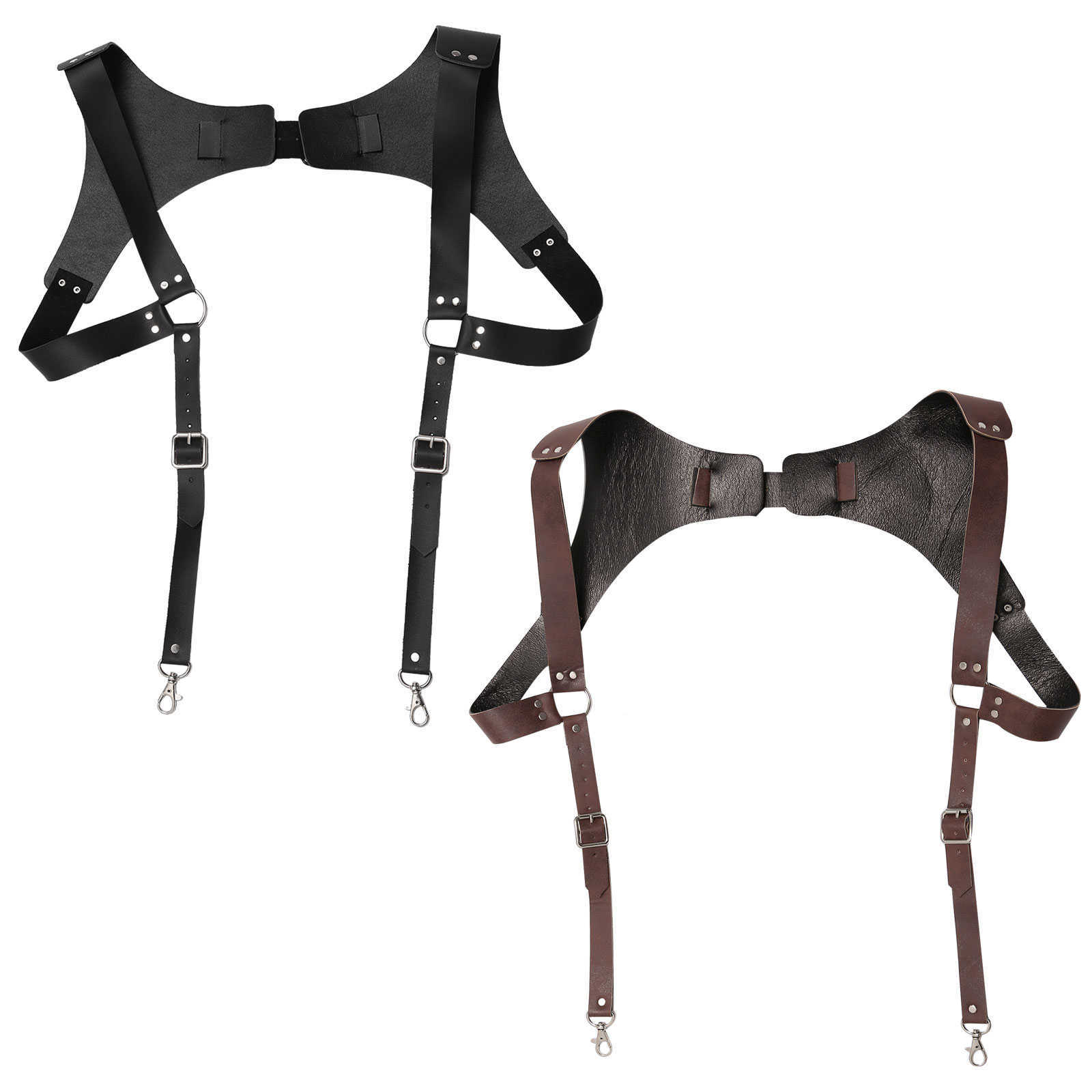 Vintage Leather Suspender Men Medieval Renaissance Body Chest Harness Adjustable Chest Shoulder Belt Strap Gay Male Sexy Cosplay H1025, Black
Vintage Leather Suspender Men Medieval Renaissance Body Chest Harness Adjustable Chest Shoulder Belt Strap Gay Male Sexy Cosplay H1025, Black