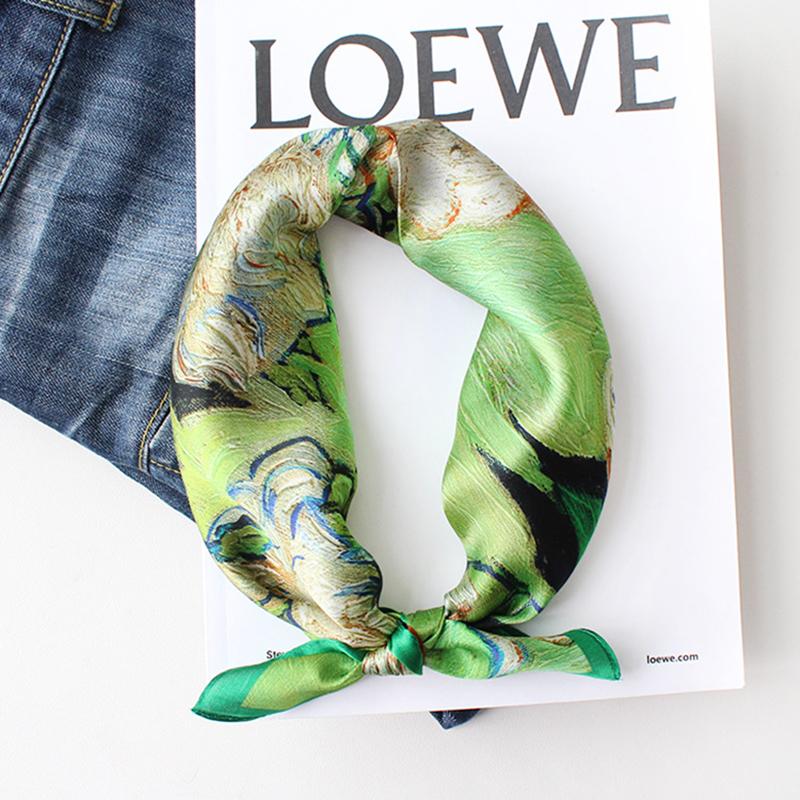 Scarves 100% Silk Scarf Women Fashion Flower Print Kerchief Bandana Head Neck Hair Headscarf Small Square Turban 53*53cm, Blue;gray
Scarves 100% Silk Scarf Women Fashion Flower Print Kerchief Bandana Head Neck Hair Headscarf Small Square Turban 53*53cm, Blue;gray