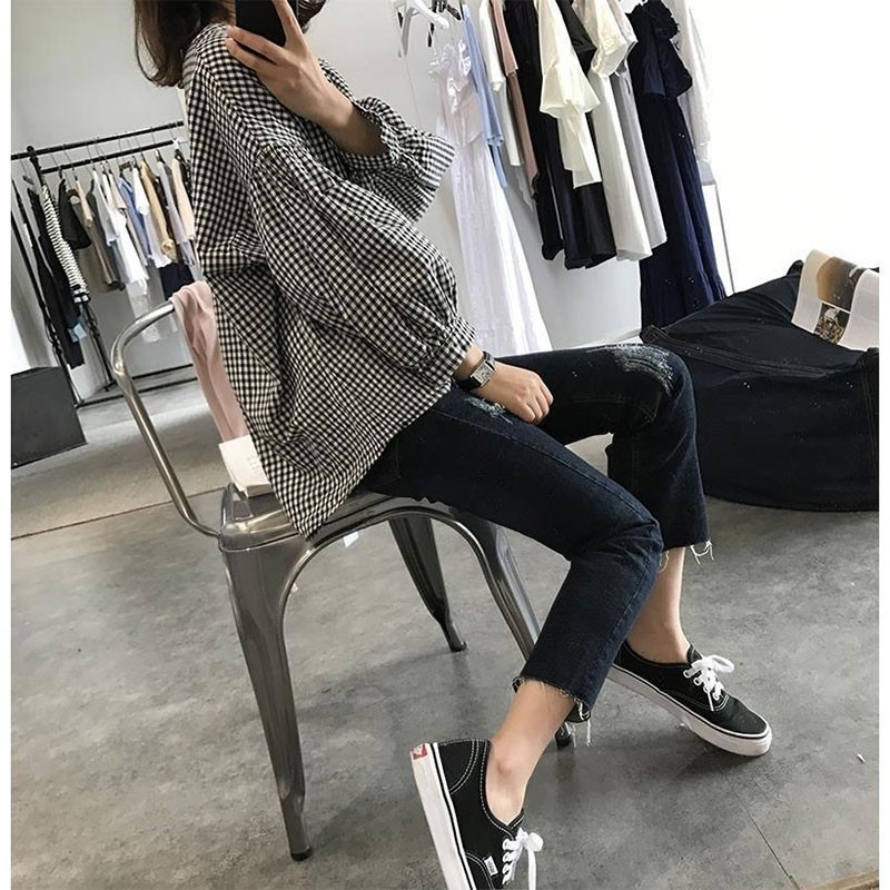 Spring Korea Fashion Women Lantern Sleeve O-neck Loose Shirt All-matched Casual Cotton Linen Blouses Femme Tops M967 210512