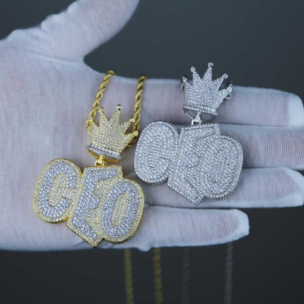 CEO Pendant Necklace For Men Top Quality Micro Pave 5A CZ Ceo Collection Hip Hop Rock Punk Jewelry