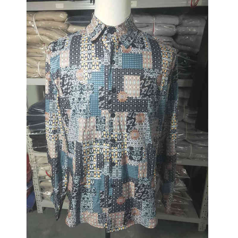 Spring and Autumn Men's Printed Casual Long Sleeves Shirt 210410