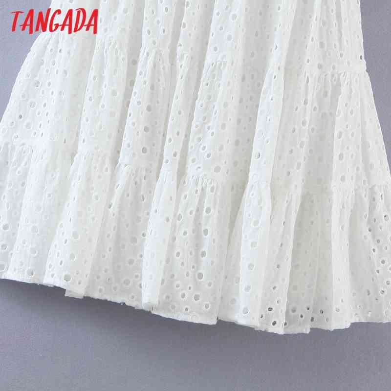 Women Cotton Embroidery Romantic Dress Short Sleeve Females Mini Dresses Vestidos QW68 210416