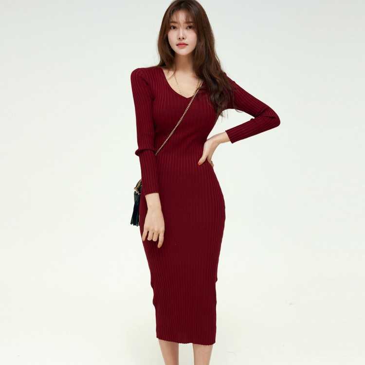 Women Autumn Winter Knitted Dress V Neck Sexy Slim Elastic Bodycon Long knit Warm Sweater es Vestidos 210526, Photo color
Women Autumn Winter Knitted Dress V Neck Sexy Slim Elastic Bodycon Long knit Warm Sweater es Vestidos 210526, Photo color