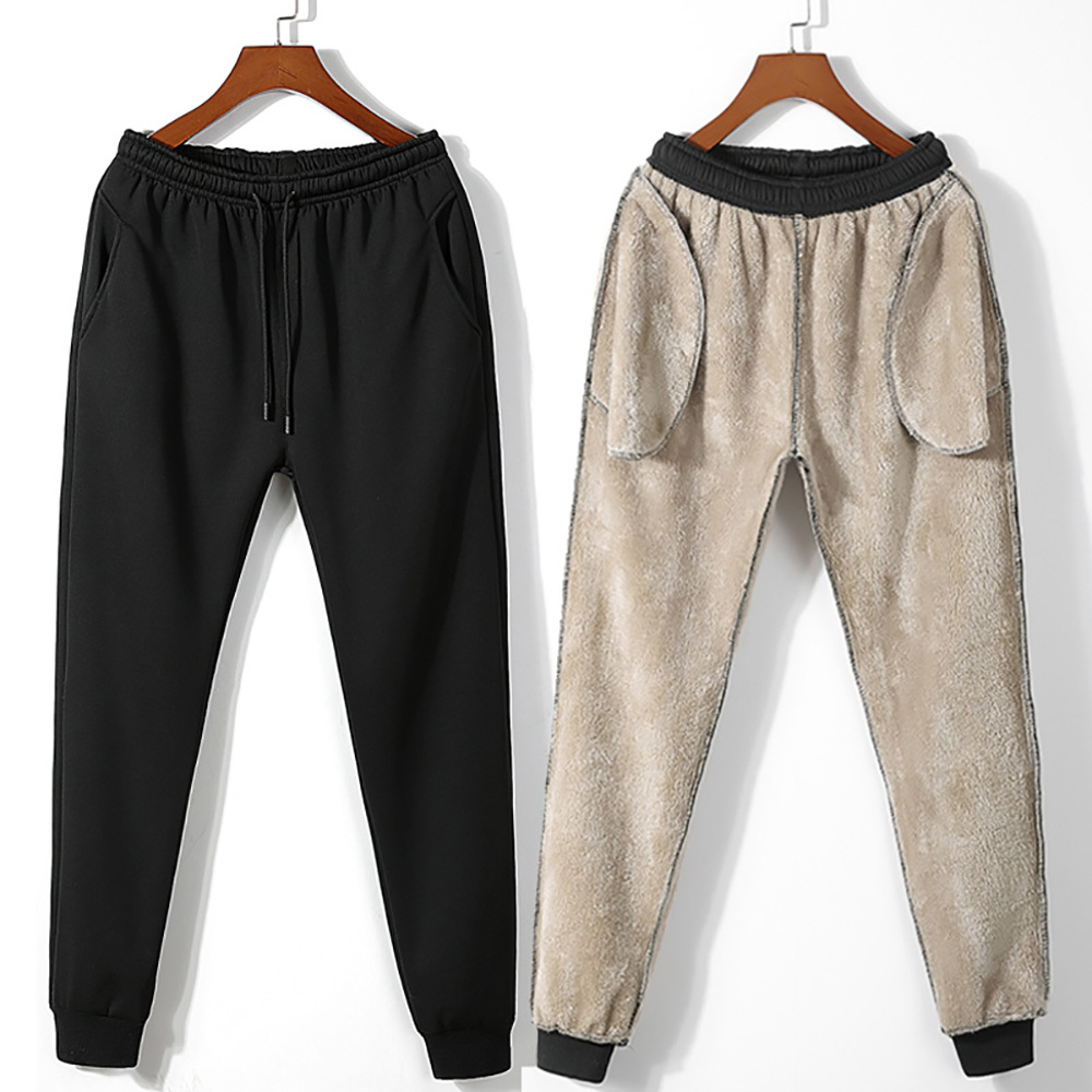 Men's Winter Pants Outside Warm Joggers Thicken Male Sweatpants Heavyweight Streetwear Fleece Trousers Men B0843 210518