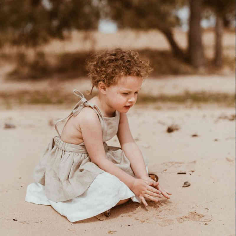 Summer Korean Japan Style Baby Girls Dresses Toddler Girl Dress Linen Vintage Clothes Fashion Kids 210521