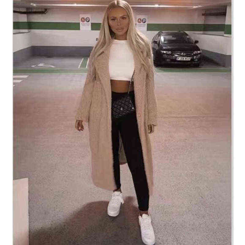 Faux Fur Teddy Coat Women Autumn Winter Casual Plus Size Long Jacket Female Thick Warm Outwear Oversize Fur mujer chaqueta 211117