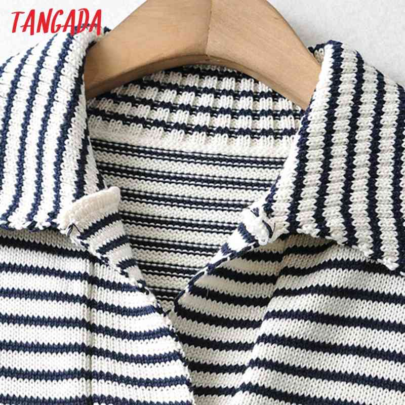 Women Fashion Striped Crop Knitted Sweater Jumper Summer Female Pullovers Chic Tops AI43 210416