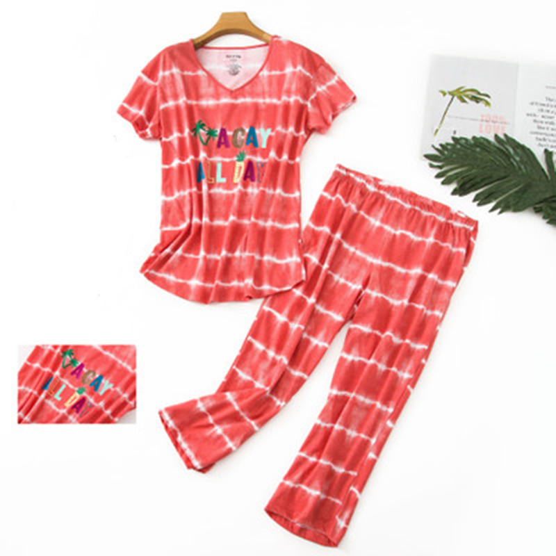 2021cotton pajamas set short sleeve t-shirt long pants 2piece/set summer pyjama big size mom homewear cozy plus sleepwear, Black;red
2021cotton pajamas set short sleeve t-shirt long pants 2piece/set summer pyjama big size mom homewear cozy plus sleepwear, Black;red