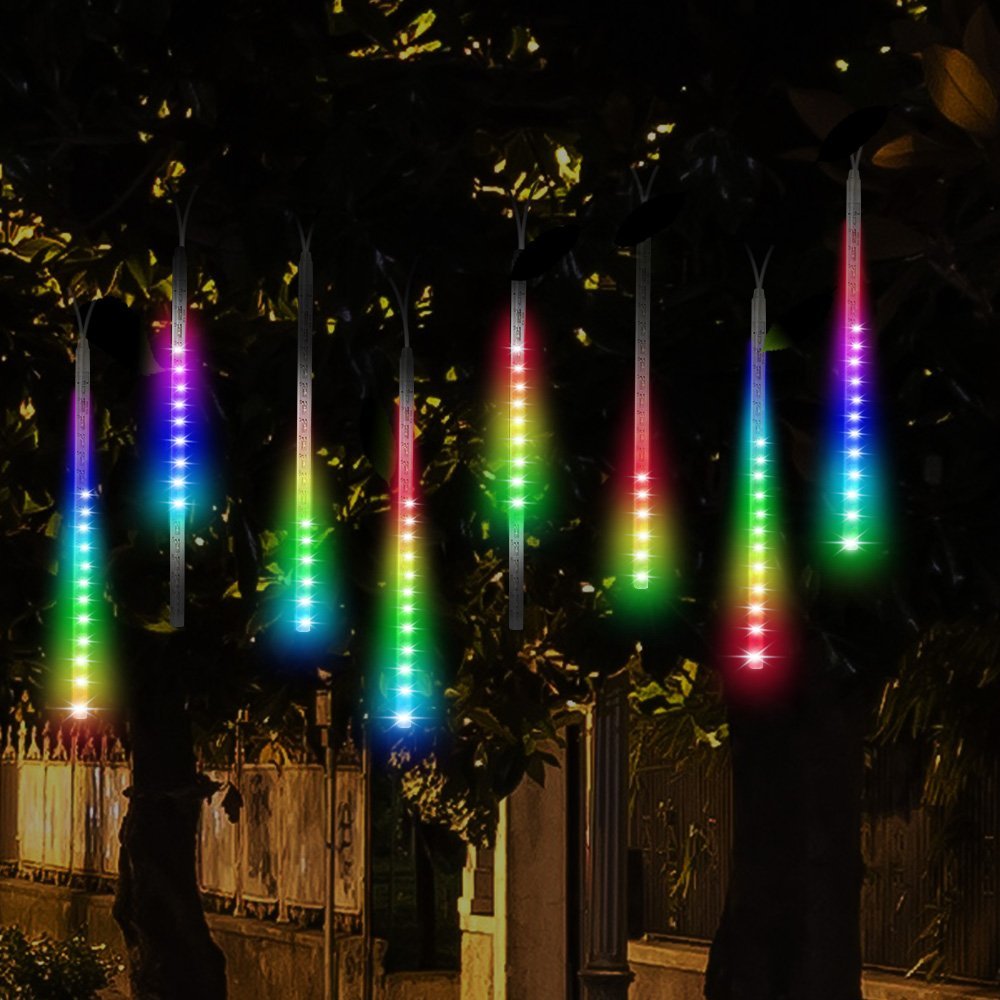 2021 LED Meteor Shower Rain Lights,Drop Icicle Snow Falling Raindrop 30cm 8 Tubes Waterproof Cascading lights for Wedding Xmas Home Decor