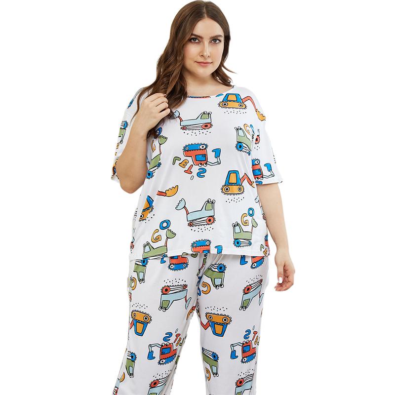 Plus Size Tracksuits Pajamas Women Cartoon T-shirt Long Pants Large Sleepwear Chubby Girls Summer Loose Homewear Two Piece Suits 4XL, Black
Plus Size Tracksuits Pajamas Women Cartoon T-shirt Long Pants Large Sleepwear Chubby Girls Summer Loose Homewear Two Piece Suits 4XL, Black