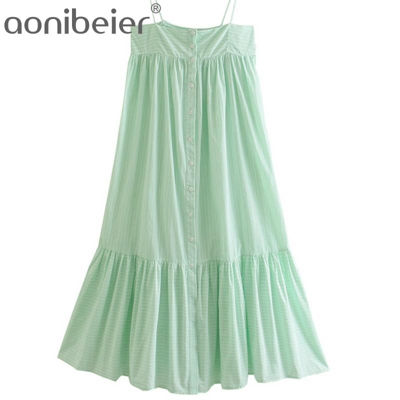 Pinstripe Spaghetti Strap Shirred Back Button Front Women Midi Dress Summer Sleeveless Casual High Waist Swing Dresses 210604, Light green
Pinstripe Spaghetti Strap Shirred Back Button Front Women Midi Dress Summer Sleeveless Casual High Waist Swing Dresses 210604, Light green