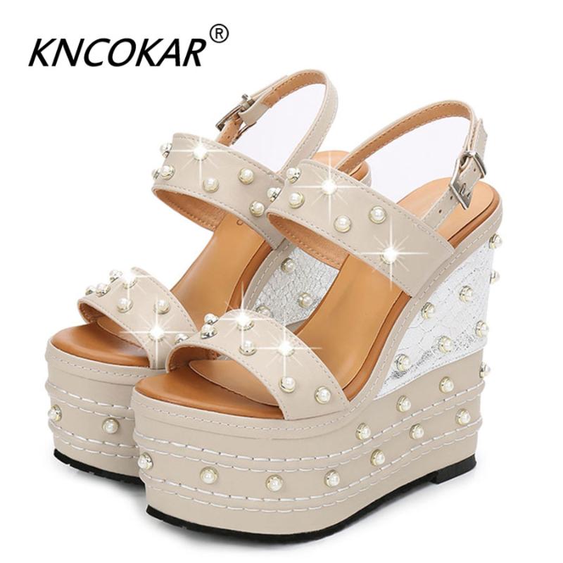 Spring And Summer 16cm Ultra High Heel Wedge Platform Waterproof Pearl T Open Toe Word Buckle Women's Sandals, Black
Spring And Summer 16cm Ultra High Heel Wedge Platform Waterproof Pearl T Open Toe Word Buckle Women's Sandals, Black