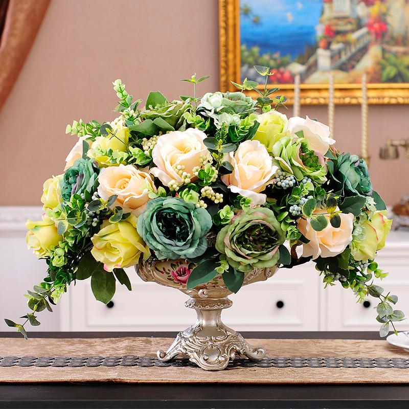 European Flower Simulation Table Setting Set The Living Room Decoration Flowers Are Whole Floral Suit Vases