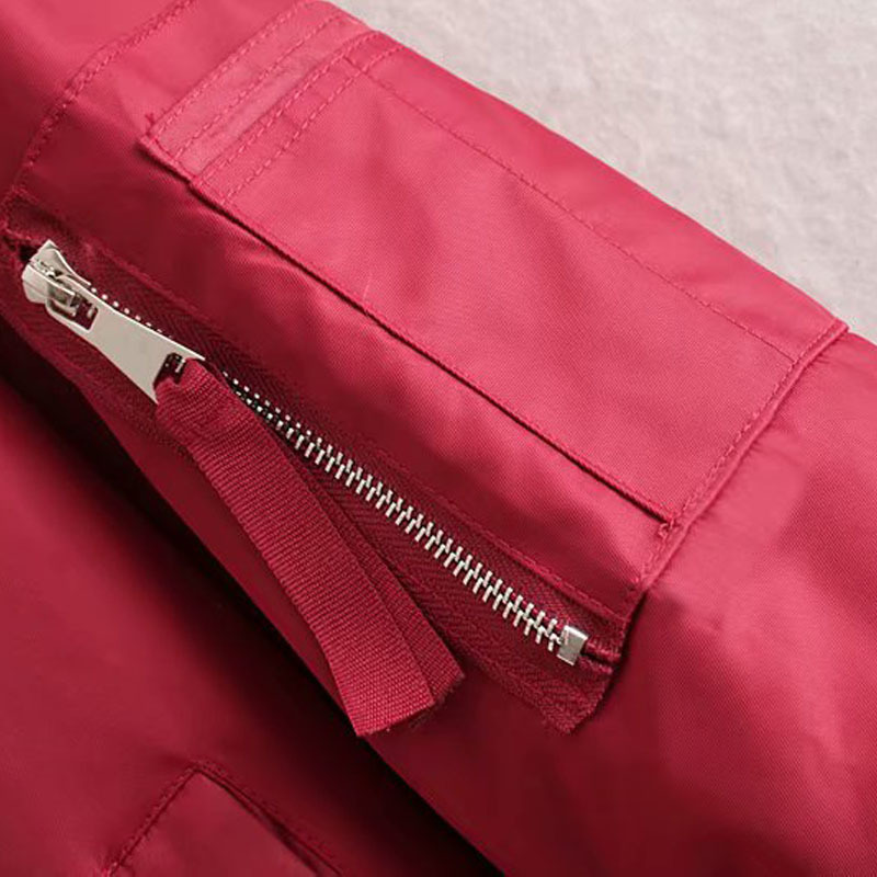 Long Sleeve Black Zipper Pilot Women's Jacket Chic Casual Baseball Uniform Korean Version Collar Wine Red Female Coat Top 210507