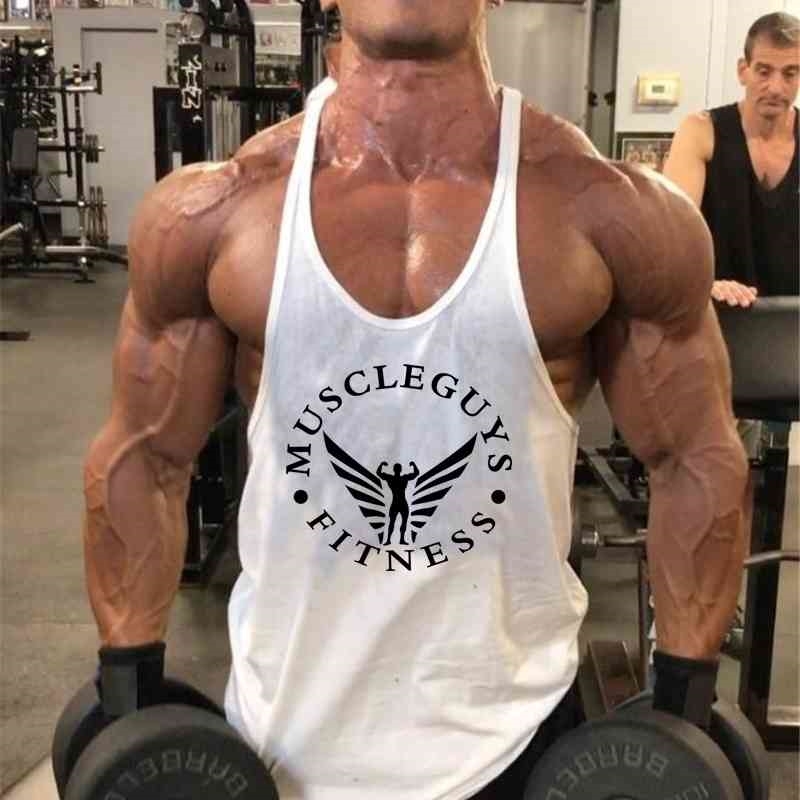 Muscleguys Gym Stringers Mens Tank Tops Sleeveless Shirt,tanktops Bodybuilding and Fitness Men's Gyms Singlets workout Clothes 210421 - view 3