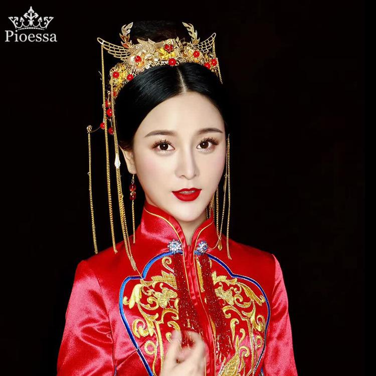 Hair Clips & Barrettes Pioessa Traditional Chinese Crown For Bride Wedding Accessories Rhinestone Beaded Tiaras Earring Headdress Bridal Jew
Hair Clips & Barrettes Pioessa Traditional Chinese Crown For Bride Wedding Accessories Rhinestone Beaded Tiaras Earring Headdress Bridal Jew