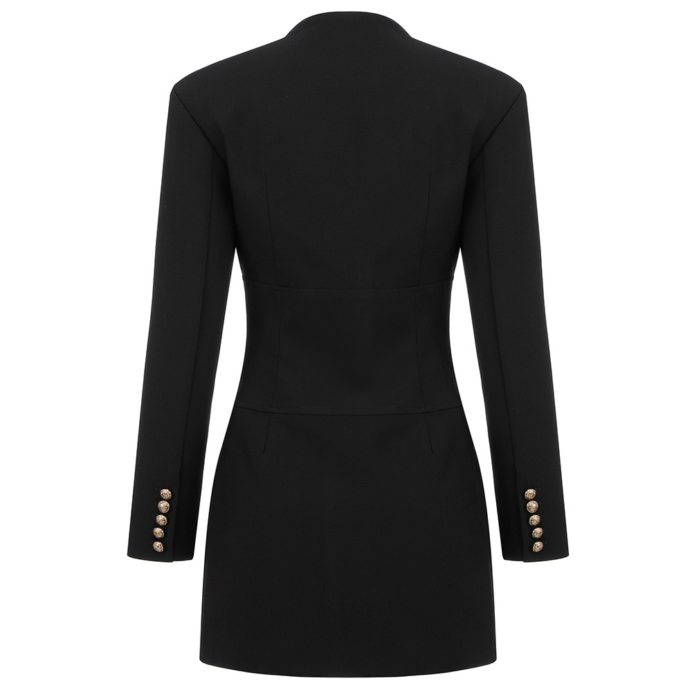 Autumn Women'S Fashion Long Sleeve Black Mini Dress Sexy V-Neck Button Club Celebrity Party Vestidos 210525