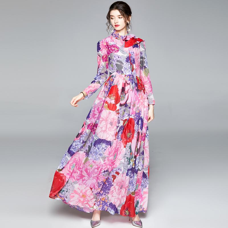Casual Dresses JSXDHK Runway Designer Women Maxi Dress Autumn Elegant Flower Print Chiffon Holiday Long High Waist Silk Scarf Vestido, Pink
Casual Dresses JSXDHK Runway Designer Women Maxi Dress Autumn Elegant Flower Print Chiffon Holiday Long High Waist Silk Scarf Vestido, Pink