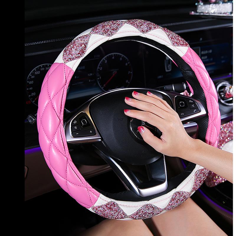 Steering Wheel Covers Luxury Diamond Crystal Car Leather Steering-Wheel Cover For Women Girls Styling Rhinestone Accessories
Steering Wheel Covers Luxury Diamond Crystal Car Leather Steering-Wheel Cover For Women Girls Styling Rhinestone Accessories