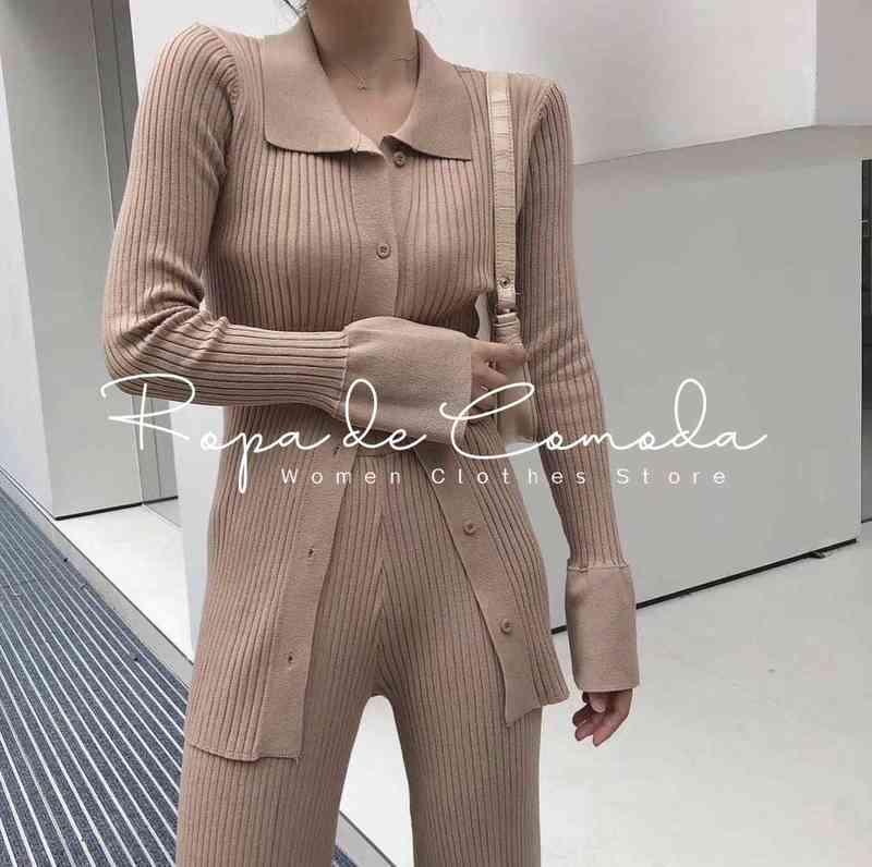 Sweater Solid Color Suits Women Matching Sets Oversize Fleece Pants Roll Collar Knitted Top Flare sleeve Spring Summer 211218wtt