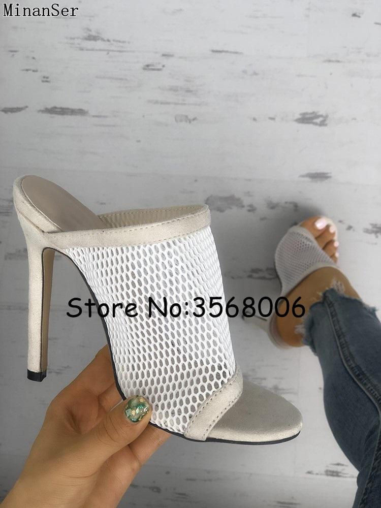 Fishnet Peep Toe Thin Heeled Sandals Black White Suede Slip-on High Heels Mesh Sexy Lady Cut-outs Summer Slippers Shoes
Fishnet Peep Toe Thin Heeled Sandals Black White Suede Slip-on High Heels Mesh Sexy Lady Cut-outs Summer Slippers Shoes