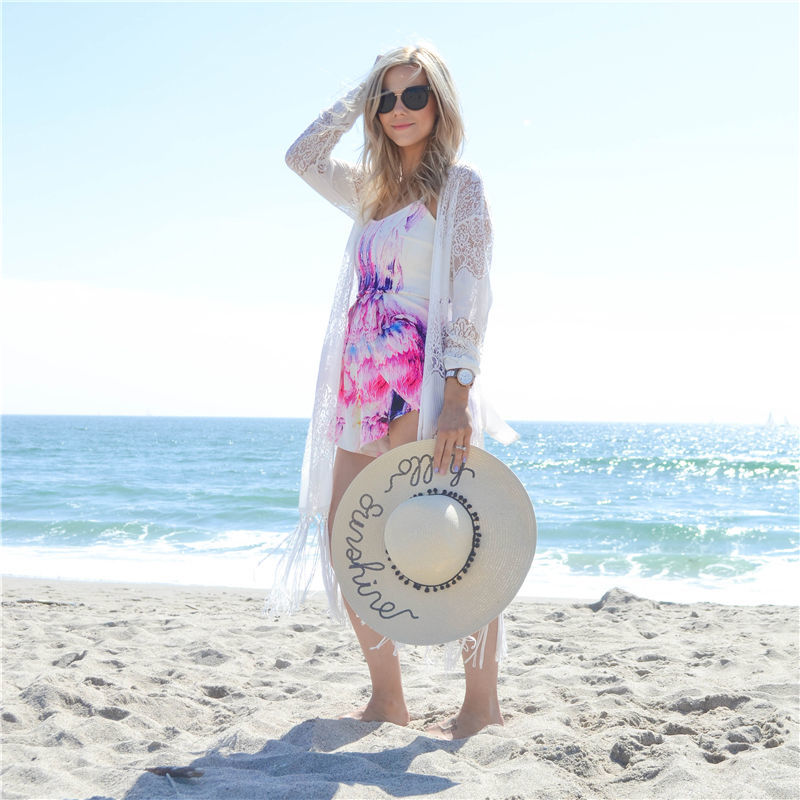 Tunics for beach Long Lace Beach Dress Women Swim Cover up Plus size Saida de Praia Robe Plage Kaftan #Q1011 210420
