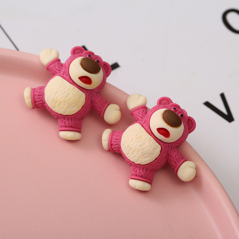 20pcs Candy Color Resin Components Cartoon Bow Tie Bear Cabochons Flat Back Scrapbook Craft for Jewelry Making DIY Hairpin Brooch Accessory