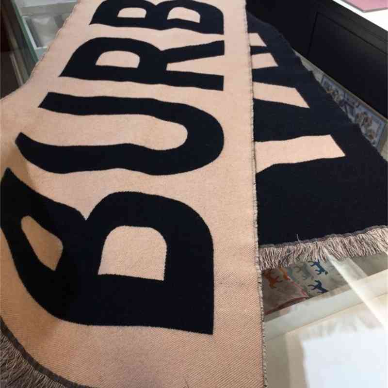 Hat Scarf Glove Set2021 Autumn and Winter b Letter Chao Br Cashmere Men's Women's Shawl Double-sided