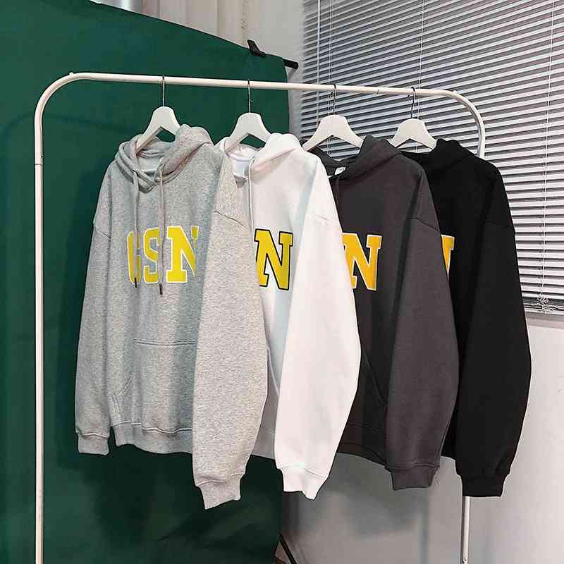2021 new simple letter printed sweater large loose student men's versatile hooded Terry top, White
2021 new simple letter printed sweater large loose student men's versatile hooded Terry top, White