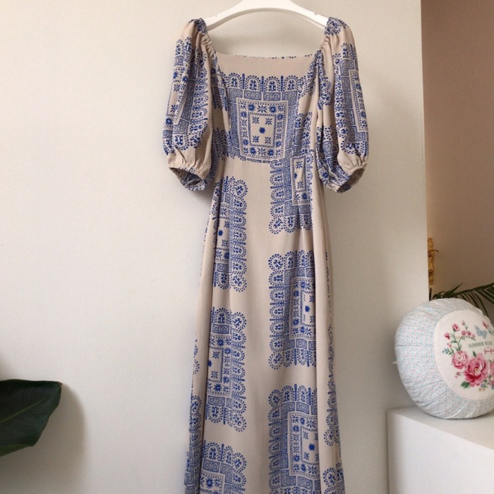 Summer Women Vintage Loose High Waist Slim Was Thin Elegant Square Collar Hir Color Maxi Dress 210506