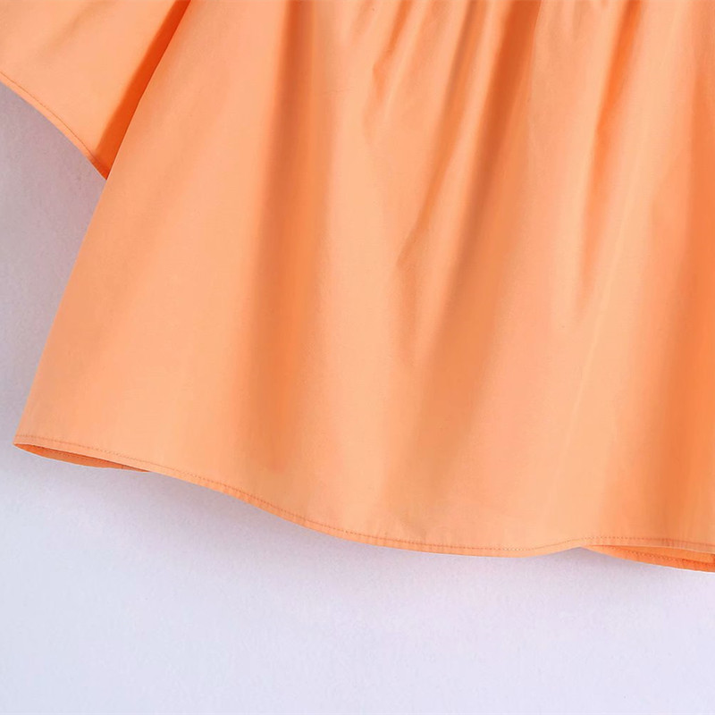 PUWD Sweet Women Square Collar Blouse Summer Fashion Ladies High Street Cute Shirt Female Puff Sleeve Poplin Crop Top 210522