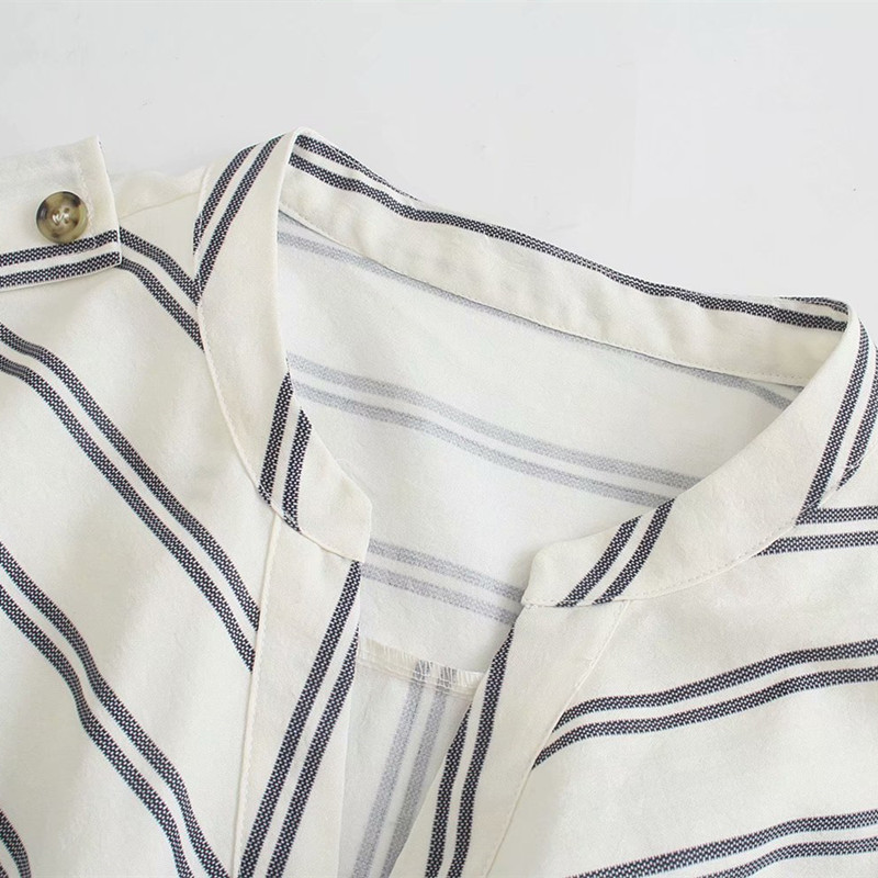 PUWD Casual Women Turn-down Collar Jumpsuit Summer Fashion Ladies High Street Draw Back Female Striped 210522