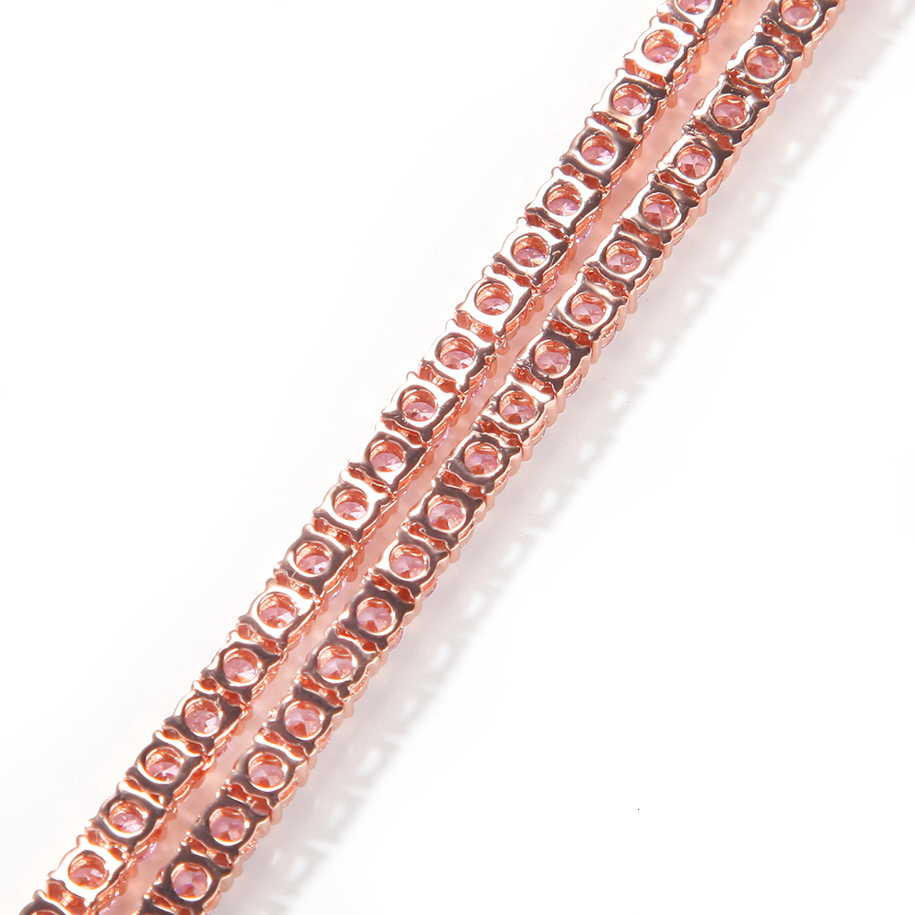 New Fashion Jewelry Rose Gold Pink cuban link Tennis Chain Cubic Zirconia Necklace Hip Hop choker Punk Glittering Iced Out Luxury Punk Party Gifts for