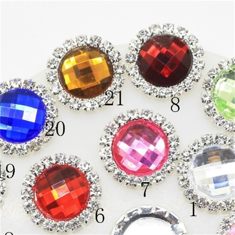 100pcs 23mm Flatback Acrylic Crystal Rhinestone Wedding Buttons Embellishments DIY Hair Accessories Decor 2254 Q2