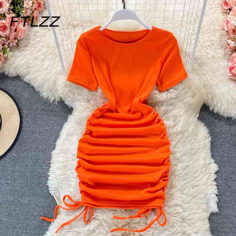 Summer Sexy Drawstring Mini Dres Round Neck Sheath Bodycon es Elegant Ladies Short Sleeves Club Party 210602, Orange
Summer Sexy Drawstring Mini Dres Round Neck Sheath Bodycon es Elegant Ladies Short Sleeves Club Party 210602, Orange