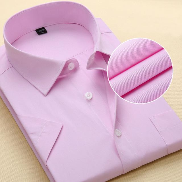 Summer 4XL Men Solid Cotton Short Sleeve Dress Shirts Men's Shirt Casual Male Fitted Man Slim Fit For