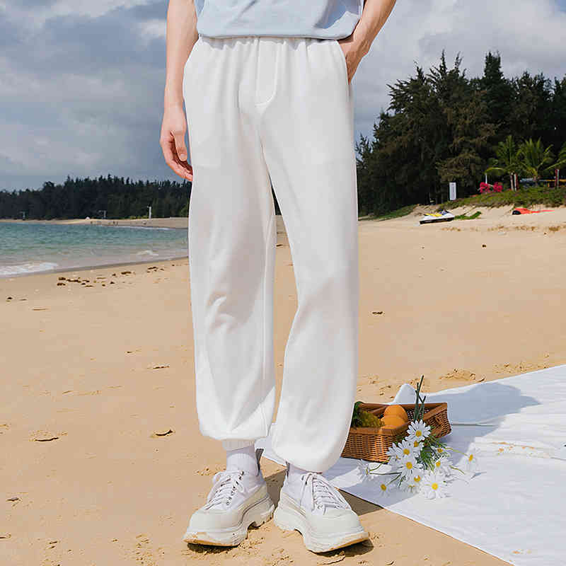 IEFB Men's Casual Pants Spring Summer Loose Straight Sweatpants Korean Trend Turnup Sports Pants Black Trousers 9Y6714 210524