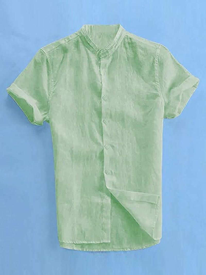 Summer Mens Shirts Short Sleeve Linen Cotton Shirt 2021 Men Clothing Streetwear Slim Fit Male Casual Solid Button Blouse Tops Men's